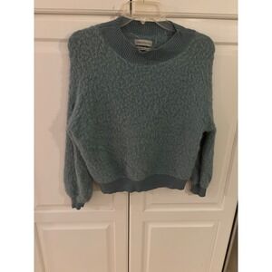 URBAN OUTFITTERS Fuzzy Textured Crew Neck Sweater Teal Blue XS TP